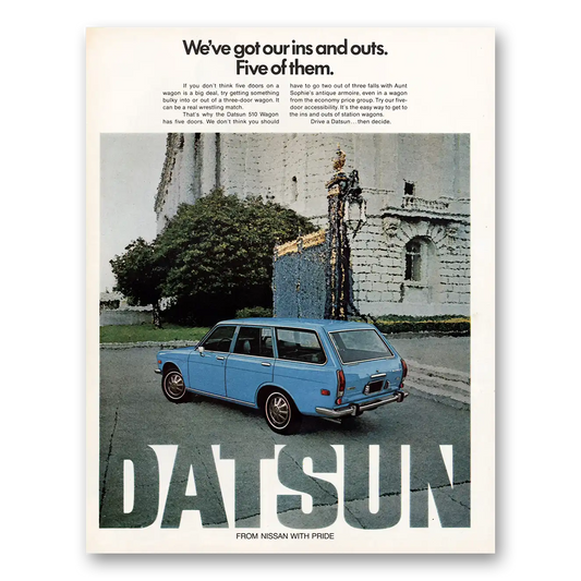 1971 Datsun 510 Got Our Ins and Outs Five of Them Vintage Magazine Print Ad