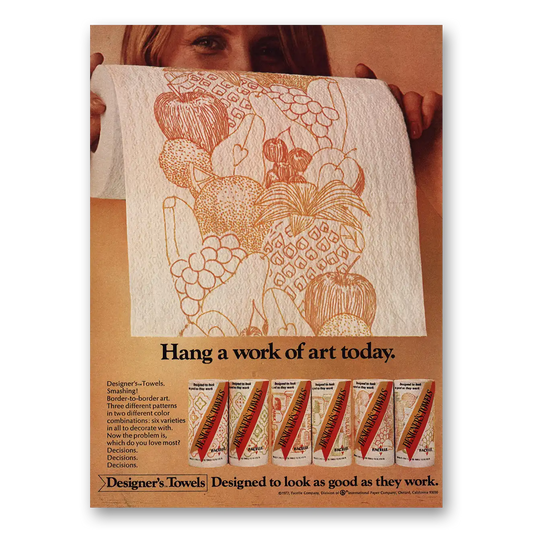 1972 Designer Towels Hang Work of Art Vintage Magazine Print Ad