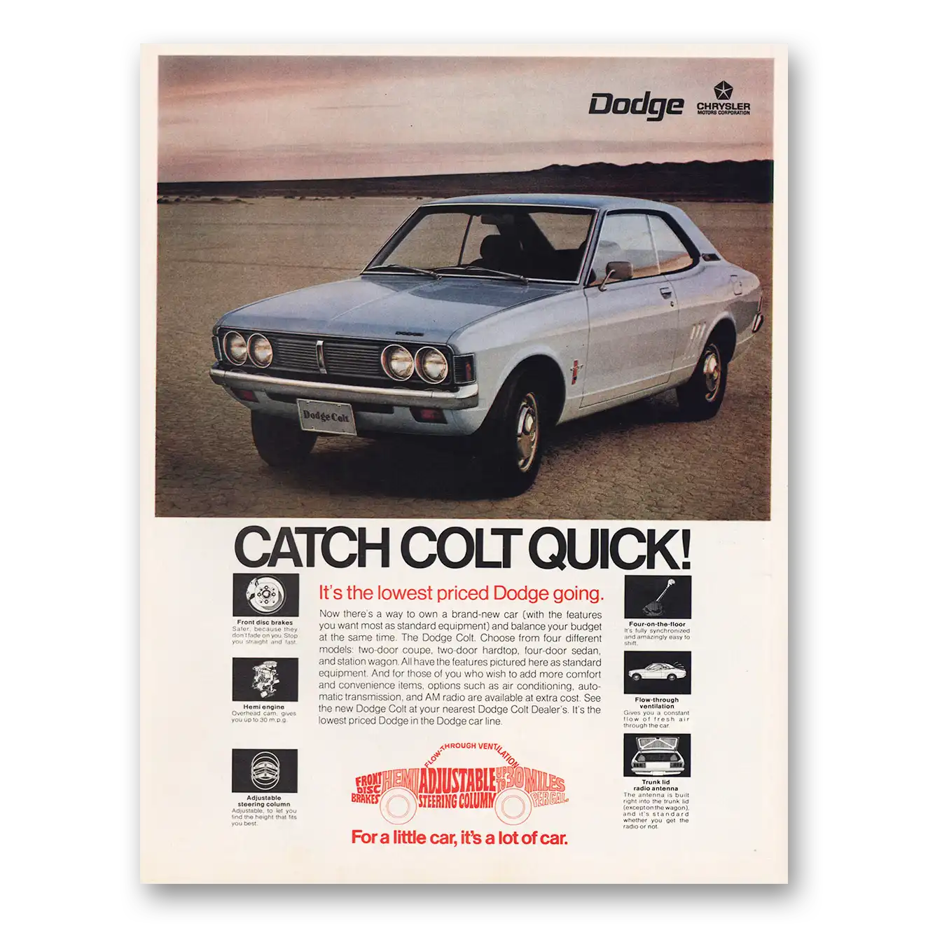 1971 Dodge Colt Catch Colt Quick Vintage Magazine Print Ad