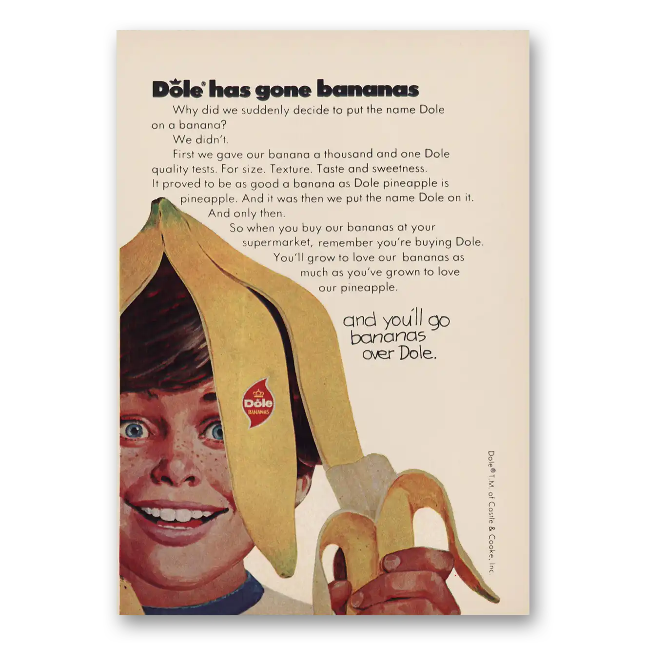 1972 Dole Bananas Has Gone Bananas Vintage Magazine Print Ad