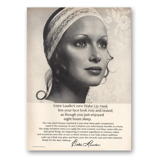 1972 Estee Lauder Wake Up Mask Vintage Magazine Print Ad