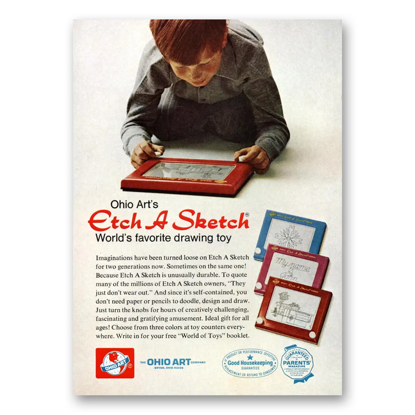 1972 Etch A Sketch Worlds Favorite Drawing Toy Vintage Magazine Print Ad