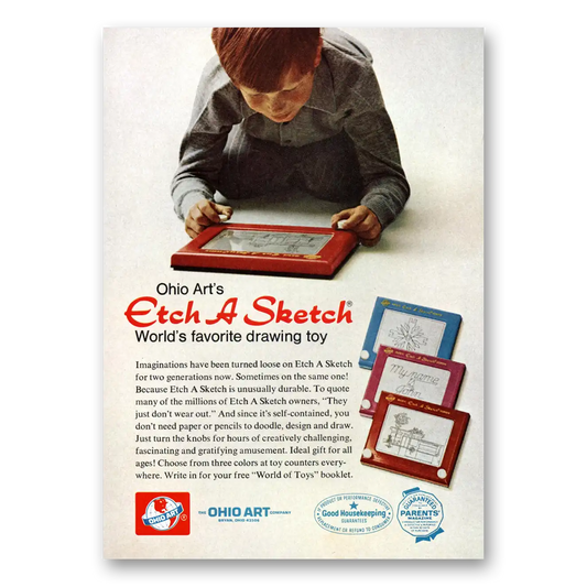 1972 Etch A Sketch Worlds Favorite Drawing Toy Vintage Magazine Print Ad