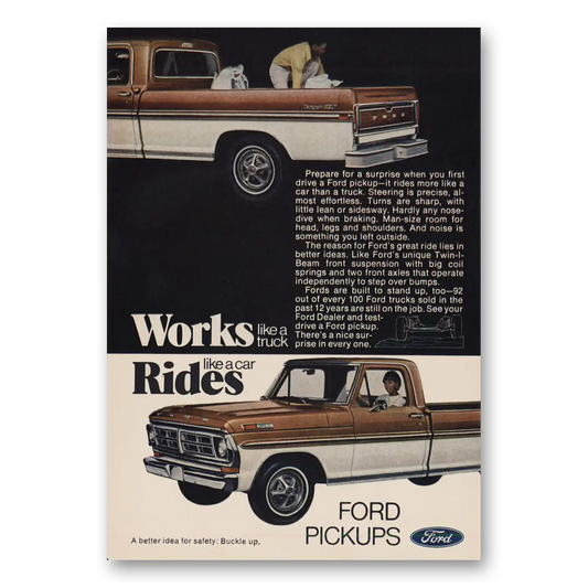 1972 Ford Pickup Works Like a Truck Rides Like a Car Vintage Magazine Print Ad