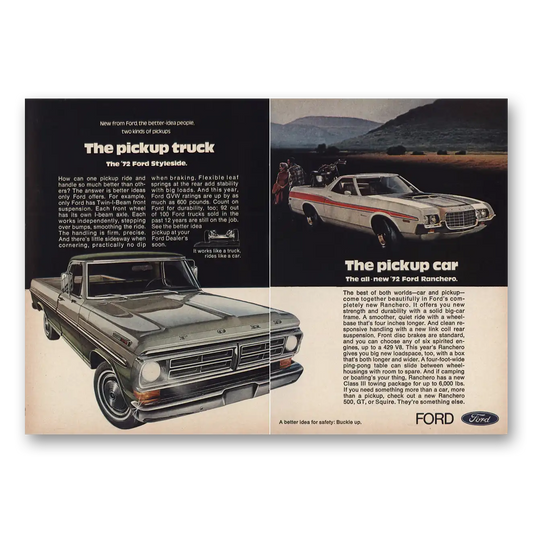 1972 Ford Ranchero Styleside Ranchero Pickup Truck Pickup Car Vintage Magazine Print Ad