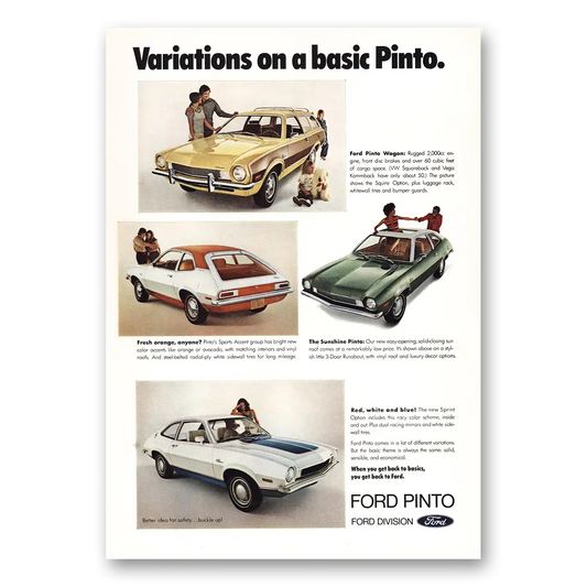 1972 Ford Pinto Variations On a Basic Pinto Vintage Magazine Print Ad