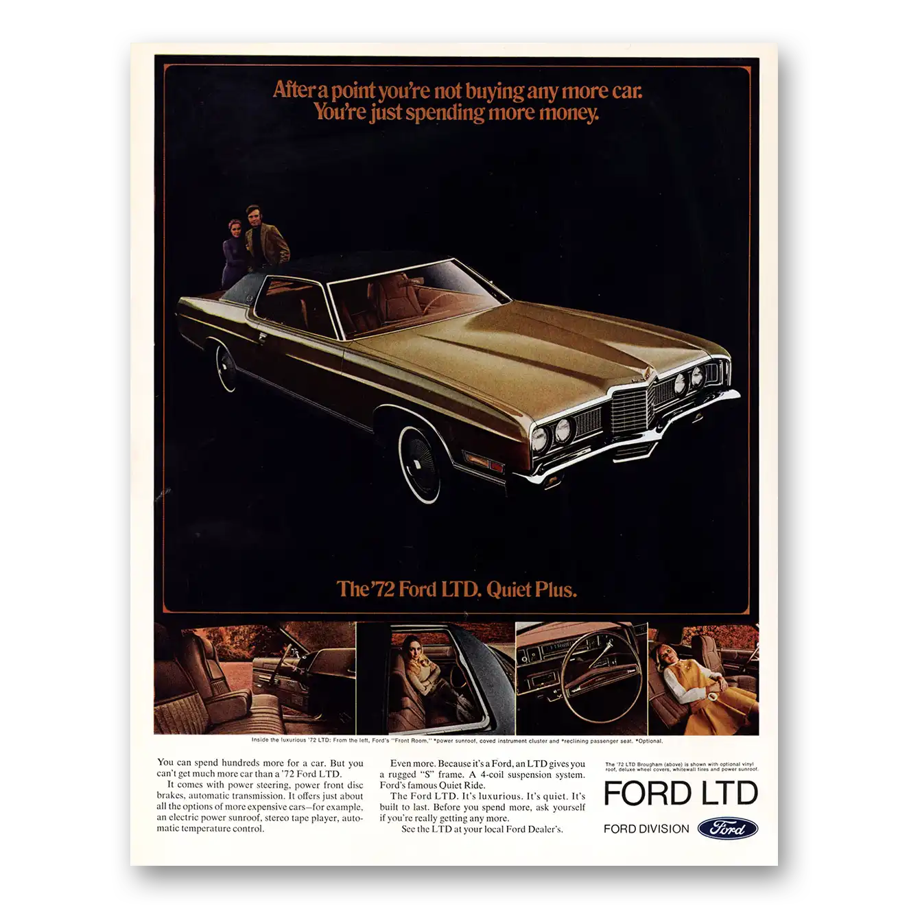 1972 Ford LTD After Point Not Buying Any More Car Vintage Magazine Print Ad