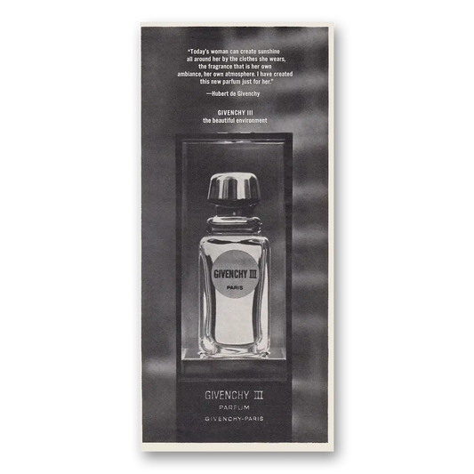 1972 Givenchy Parfum Todays Woman Can Create Sunshine Vintage Magazine Print Ad