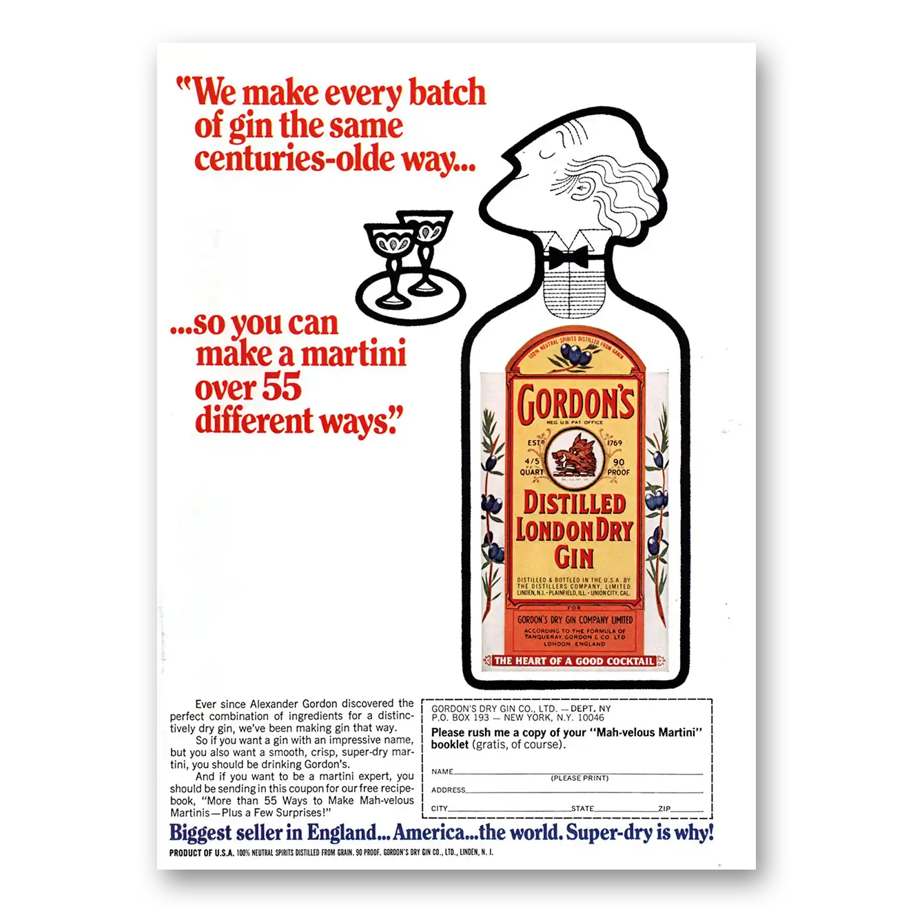 1972 Gordons Gin Same Centuries Olde Way Vintage Magazine Print Ad