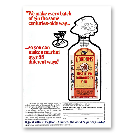 1972 Gordons Gin Same Centuries Olde Way Vintage Magazine Print Ad