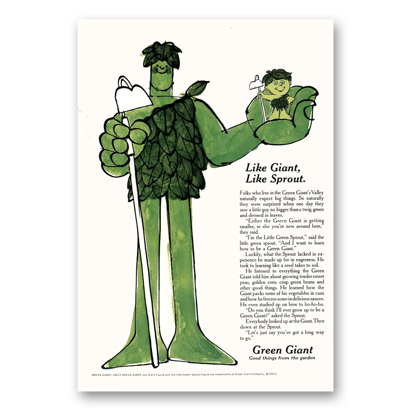 1972 Green Giant Like Giant Like Sprout Vintage Magazine Print Ad