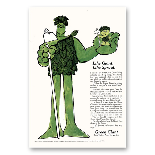 1972 Green Giant Like Giant Like Sprout Vintage Magazine Print Ad