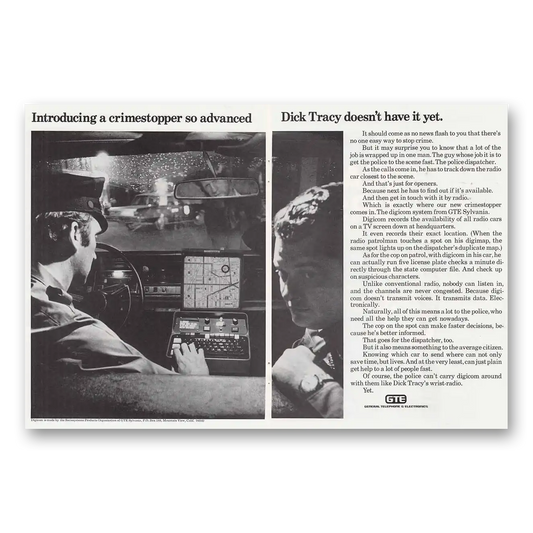 1972 General Telephone GTE Crimestopper Dick Tracy Vintage Magazine Print Ad