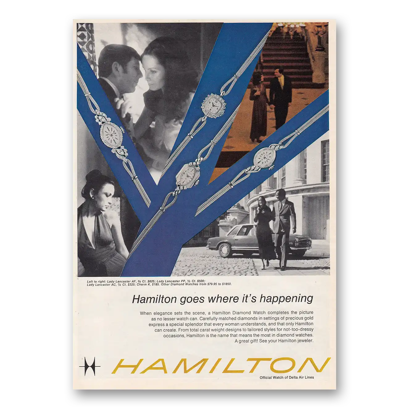 1972 Hamilton Watch Goes Where Its Happening Vintage Magazine Print Ad