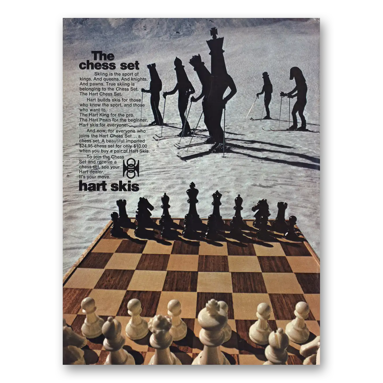 1972 Hart Skis The Chess Set Vintage Magazine Print Ad