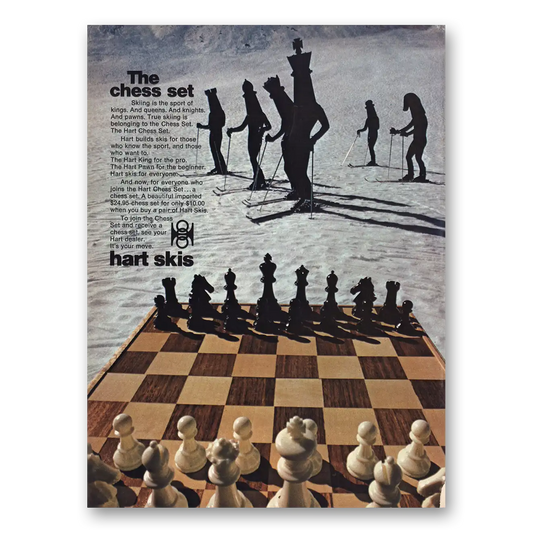 1972 Hart Skis The Chess Set Vintage Magazine Print Ad