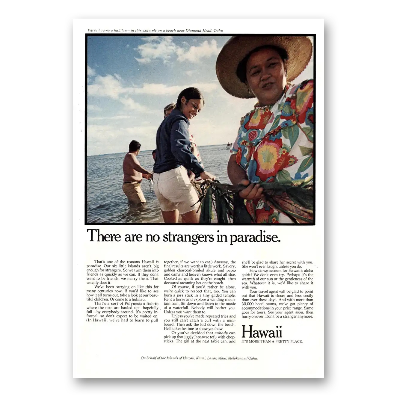 1972 Hawaii There Are No Strangers In Paradise Vintage Magazine Print Ad