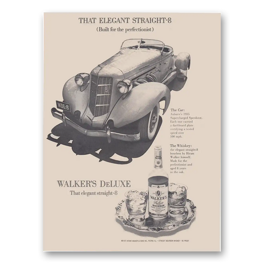 1972 Walkers DeLuxe Bourbon Whiskey Elegant Straight 8 Vintage Magazine Print Ad