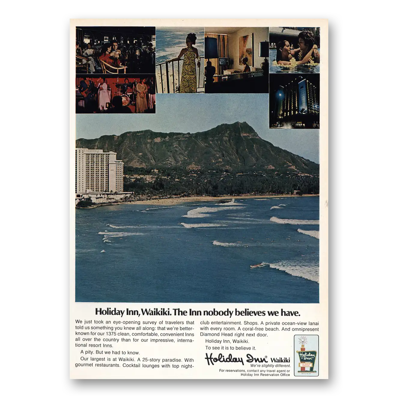 1972 Holiday Inn Waikiki Nobody Believes We Have Vintage Magazine Print Ad