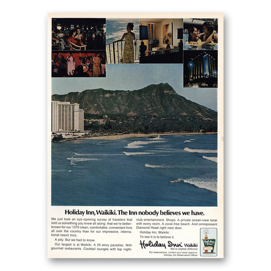 1972 Holiday Inn Waikiki Nobody Believes We Have Vintage Magazine Print Ad