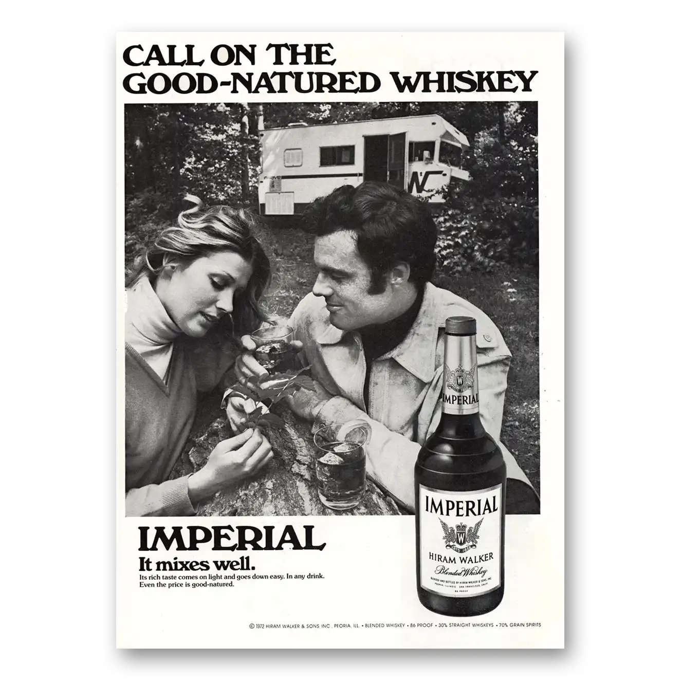 1972 Imperial Whiskey Good Natured Winnebago Vintage Magazine Print Ad