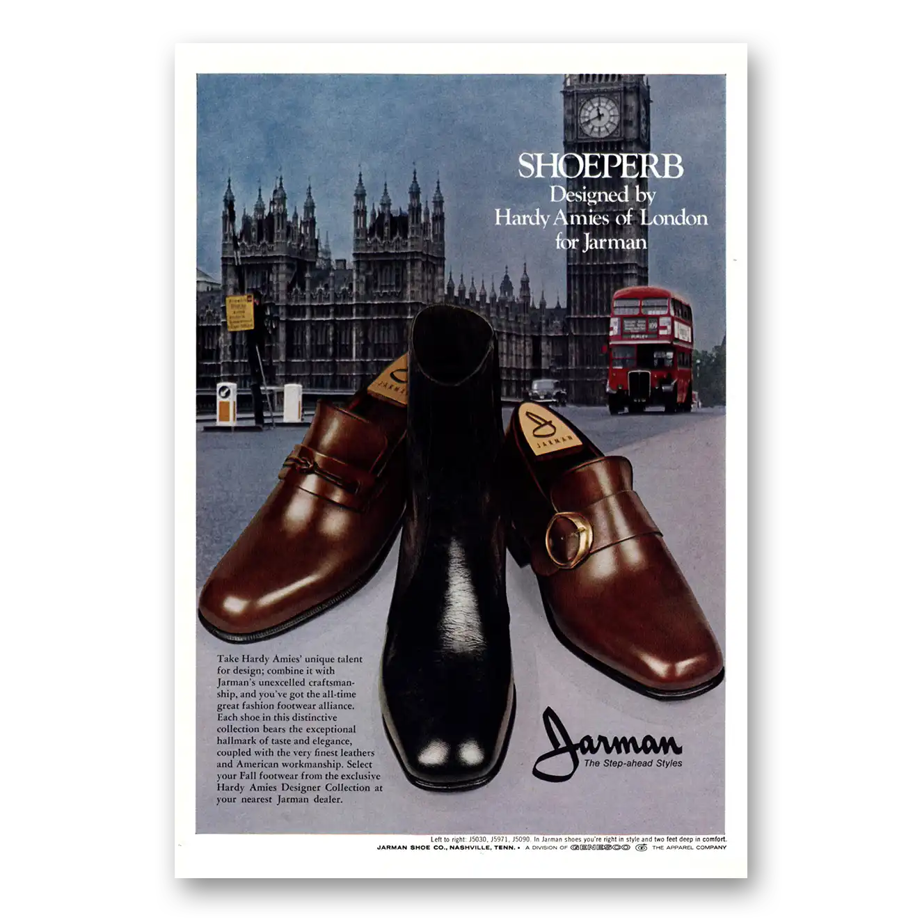 1972 Jarman Shoes Hardy Amies of London Vintage Magazine Print Ad