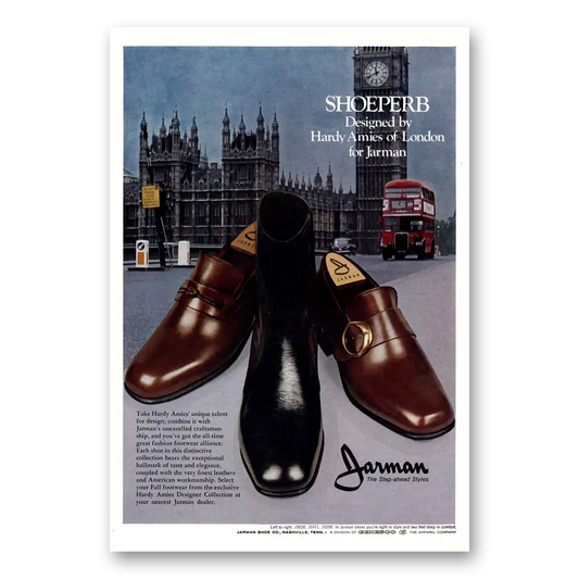 1972 Jarman Shoes Hardy Amies of London Vintage Magazine Print Ad