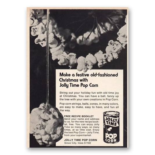 1972 Jolly Time Popcorn Old Fashioned Christmas Vintage Magazine Print Ad