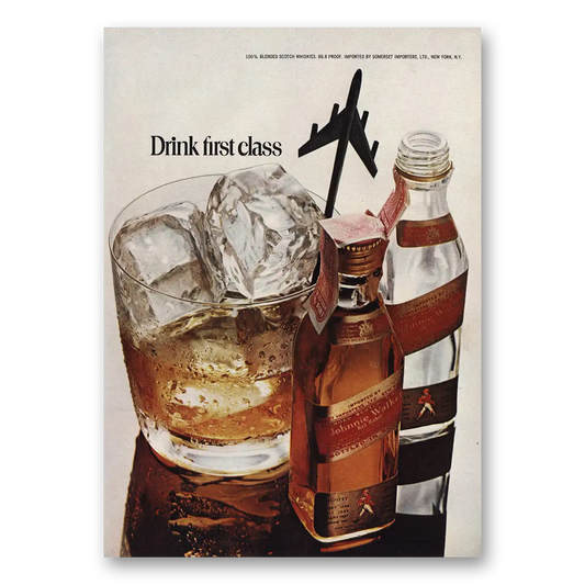 1972 Johnnie Walker Red Label Drink First Class Vintage Magazine Print Ad