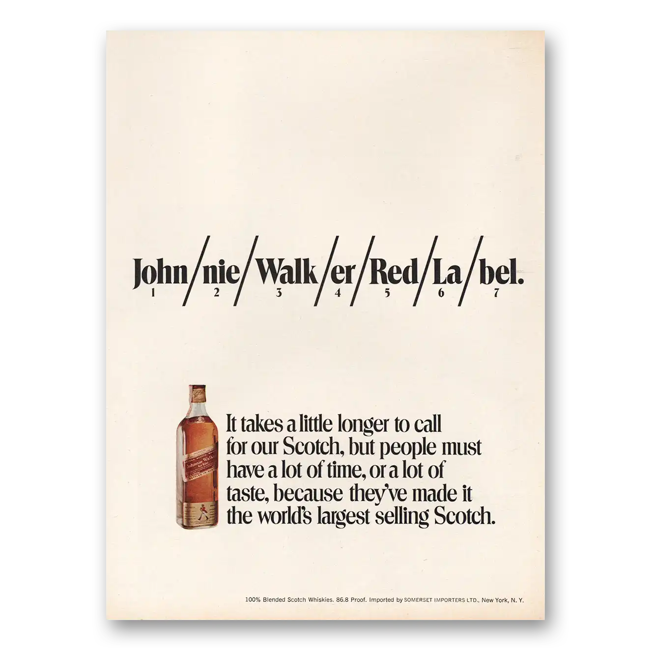 1971 Johnnie Walker Red Label Takes Little Longer to Call Vintage Magazine Print Ad