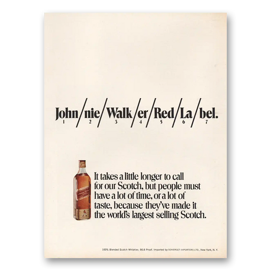 1971 Johnnie Walker Red Label Takes Little Longer to Call Vintage Magazine Print Ad