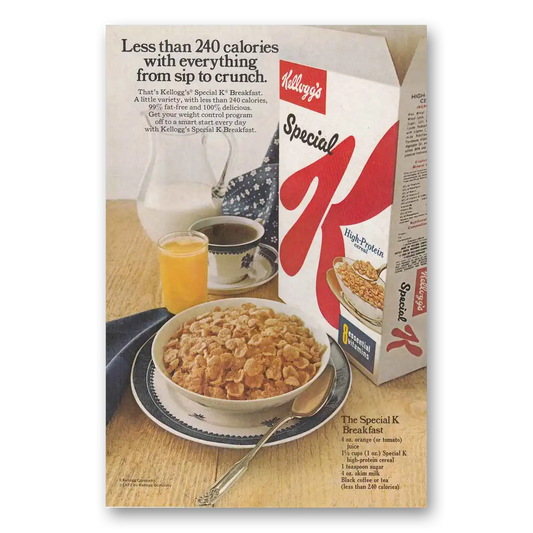 1972 Kelloggs Special K Sip to Crunch Vintage Magazine Print Ad