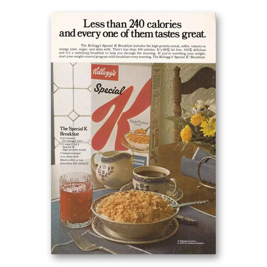 1972 Kelloggs Special K Less Than 240 Calorie Vintage Magazine Print Ad