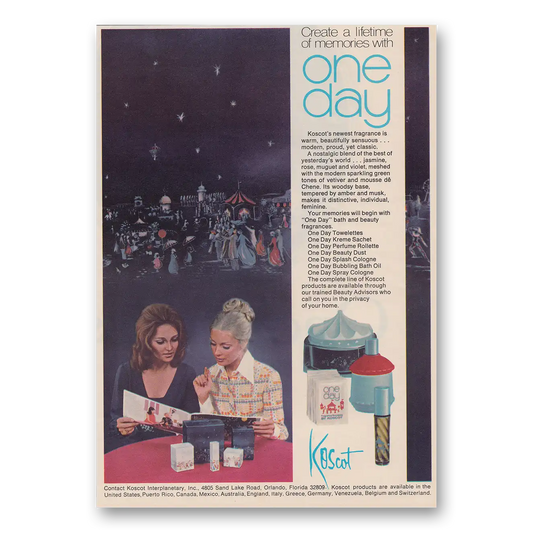 1972 Koscot Fragrance One Day Lifetime of Memories Vintage Magazine Print Ad