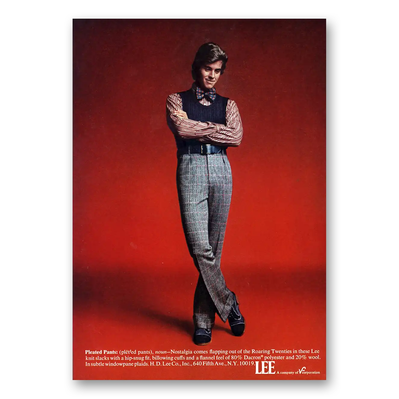 1972 Lee Menswear Pleated Pants Noun Vintage Magazine Print Ad