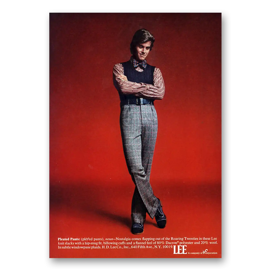 1972 Lee Menswear Pleated Pants Noun Vintage Magazine Print Ad