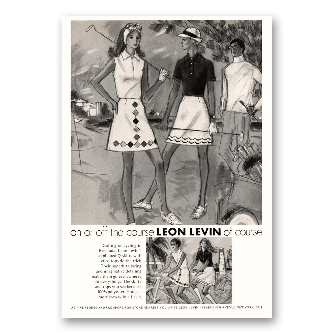 1972 Leon Levin Clothing On Or Off the Course Vintage Magazine Print Ad