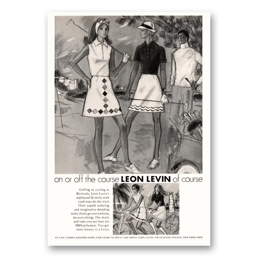 1972 Leon Levin Clothing On Or Off the Course Vintage Magazine Print Ad