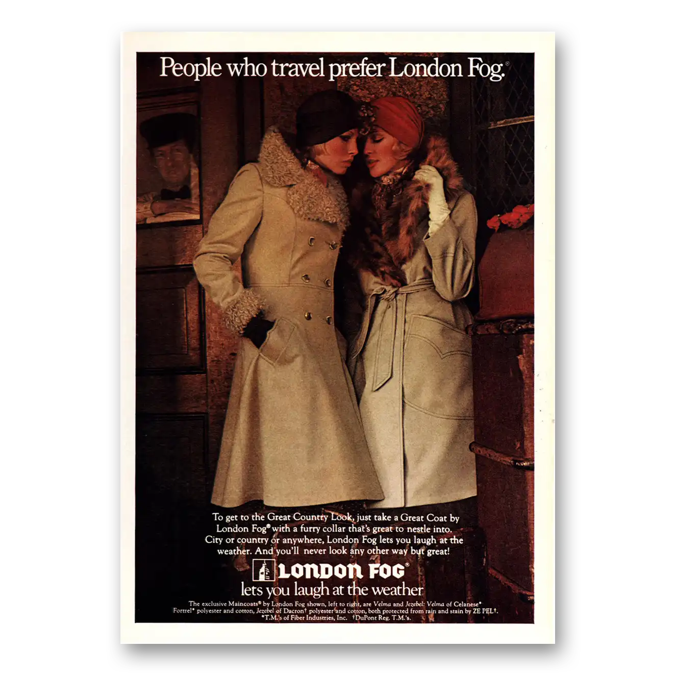 1972 London Fog People Who Travel Prefer Vintage Magazine Print Ad