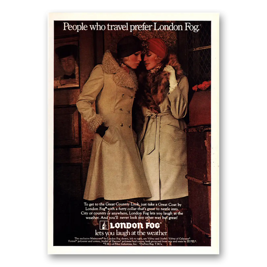 1972 London Fog People Who Travel Prefer Vintage Magazine Print Ad