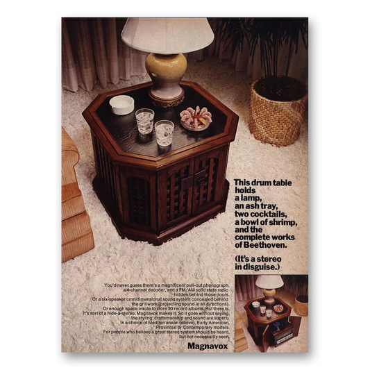 1972 Magnavox Drum Table Stereo In Disguise Vintage Magazine Print Ad