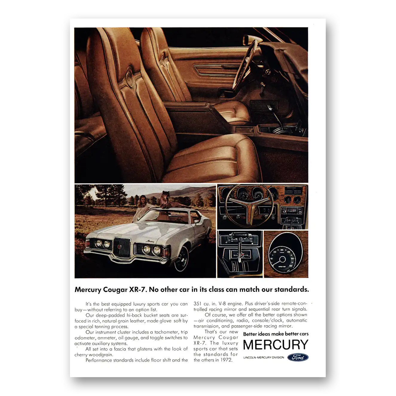 1972 Mercury Cougar No Other Car Match Our Standards Vintage Magazine Print Ad