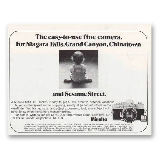 1972 Minolta Camera Niagara Falls Grand Canyon Vintage Magazine Print Ad