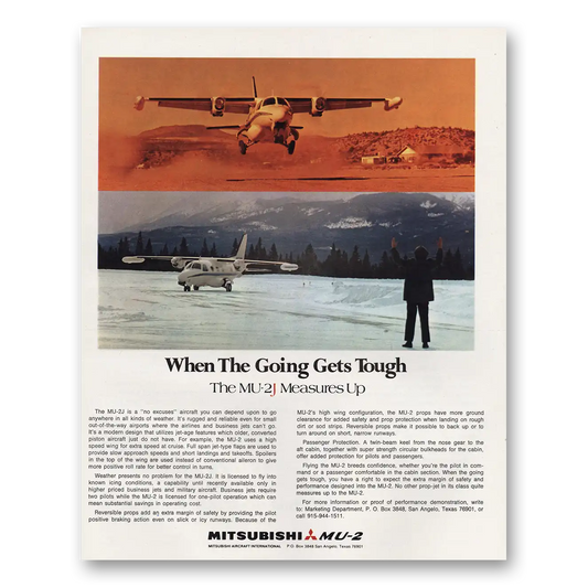 1972 Mitsubishi Aircraft When the Going Gets Tough Vintage Magazine Print Ad