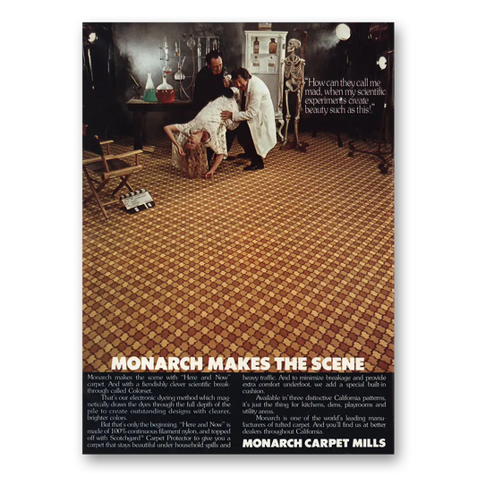 1972 Monarch Carpet Mills Makes the Scene Skeleton Vintage Magazine Print Ad