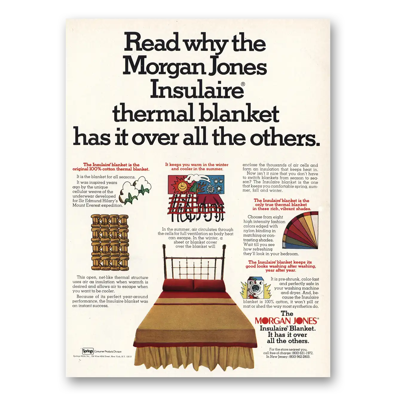 1972 Morgan Jones Insulaire Thermal Blanket Vintage Magazine Print Ad