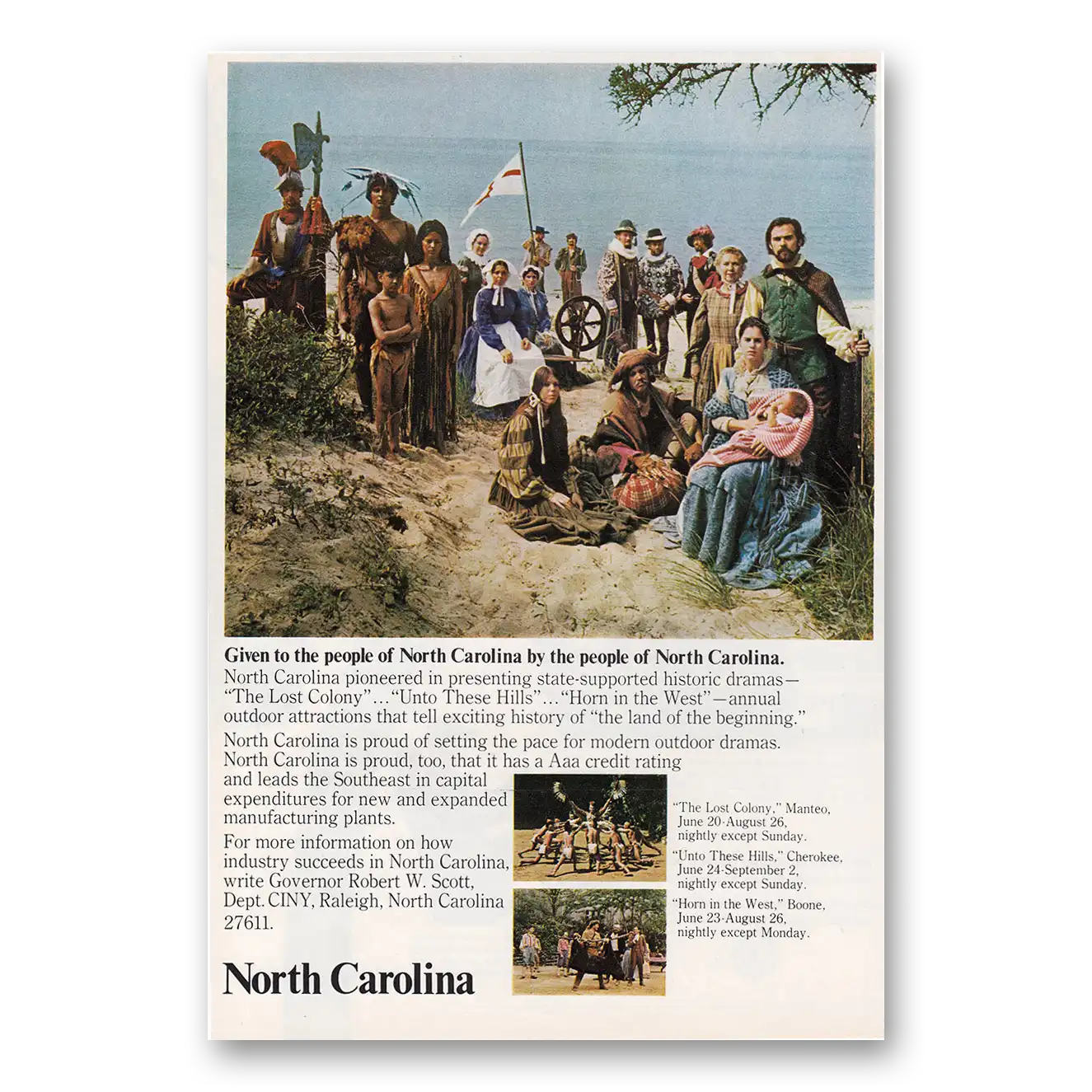 1972 North Carolina Given to the People of North Carolina Vintage Magazine Print Ad