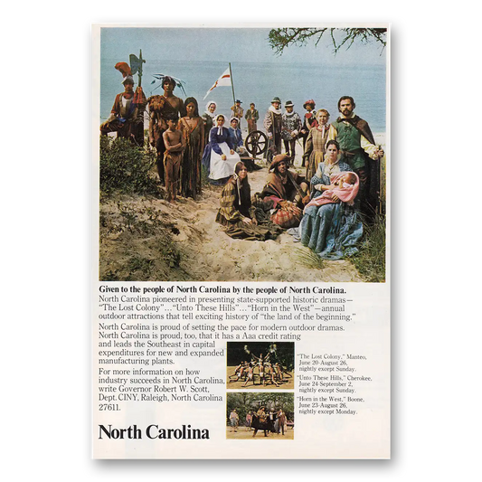 1972 North Carolina Given to the People of North Carolina Vintage Magazine Print Ad