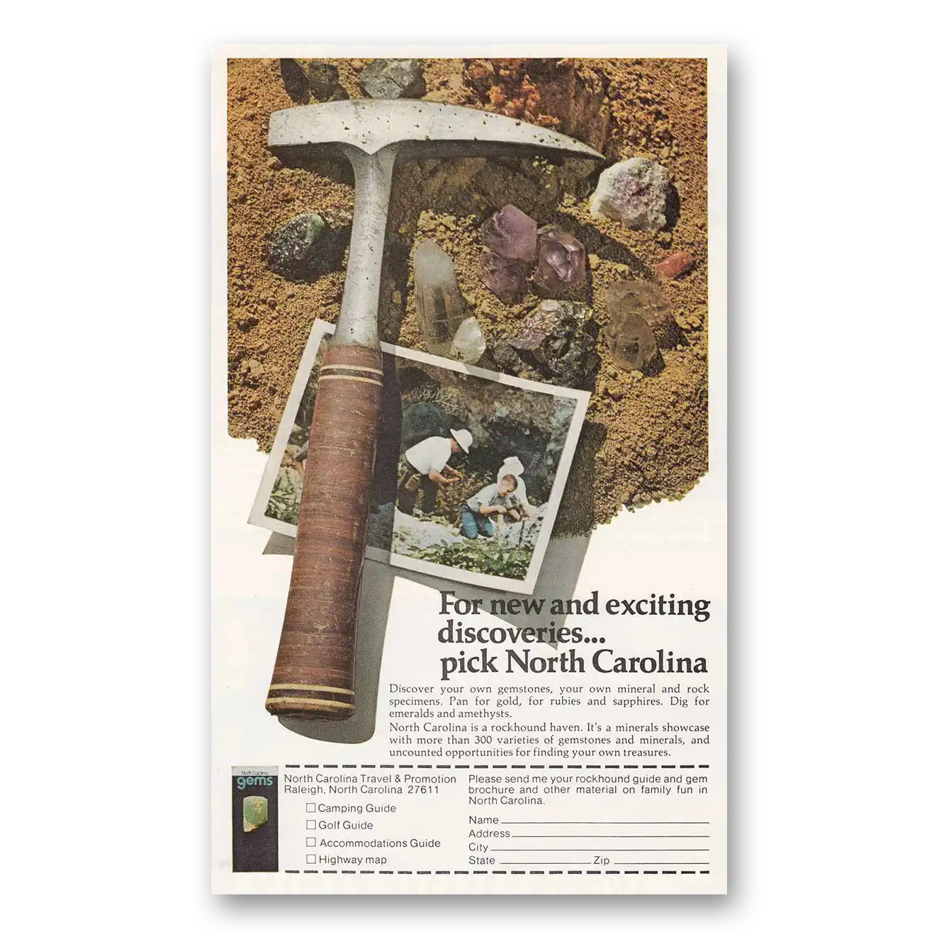 1972 North Carolina New and Exciting Discoveries Vintage Magazine Print Ad