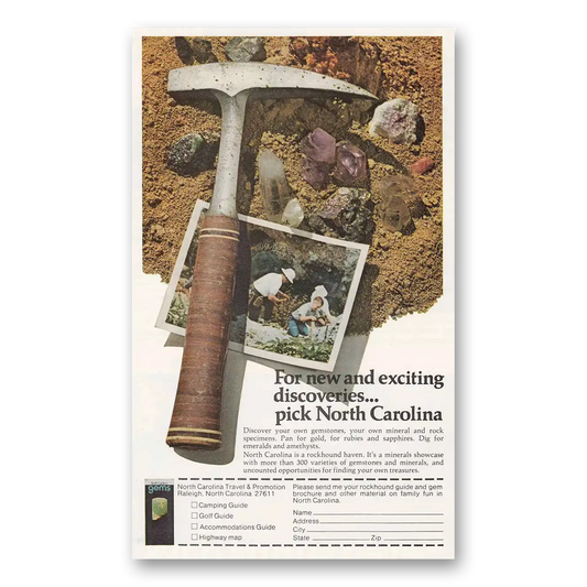 1972 North Carolina New and Exciting Discoveries Vintage Magazine Print Ad